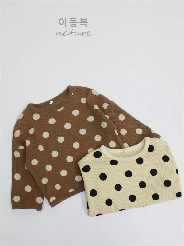 2026 Spring Girls Polka Dot T-Shirt Long Sleeve Korean Style Loose Fit - Image 3