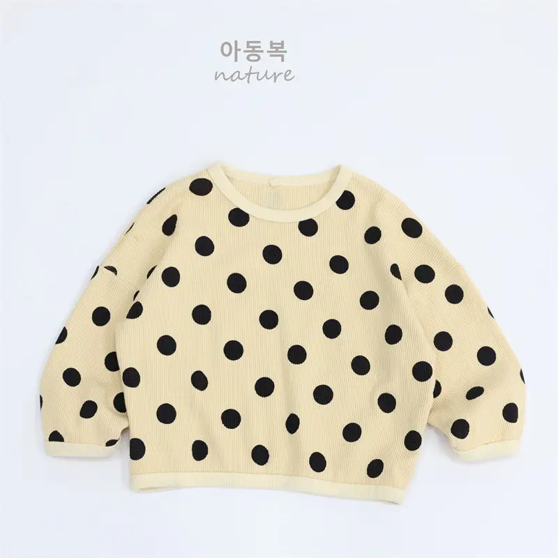2026 Spring Girls Polka Dot T-Shirt Long Sleeve Korean Style Loose Fit — feature 12