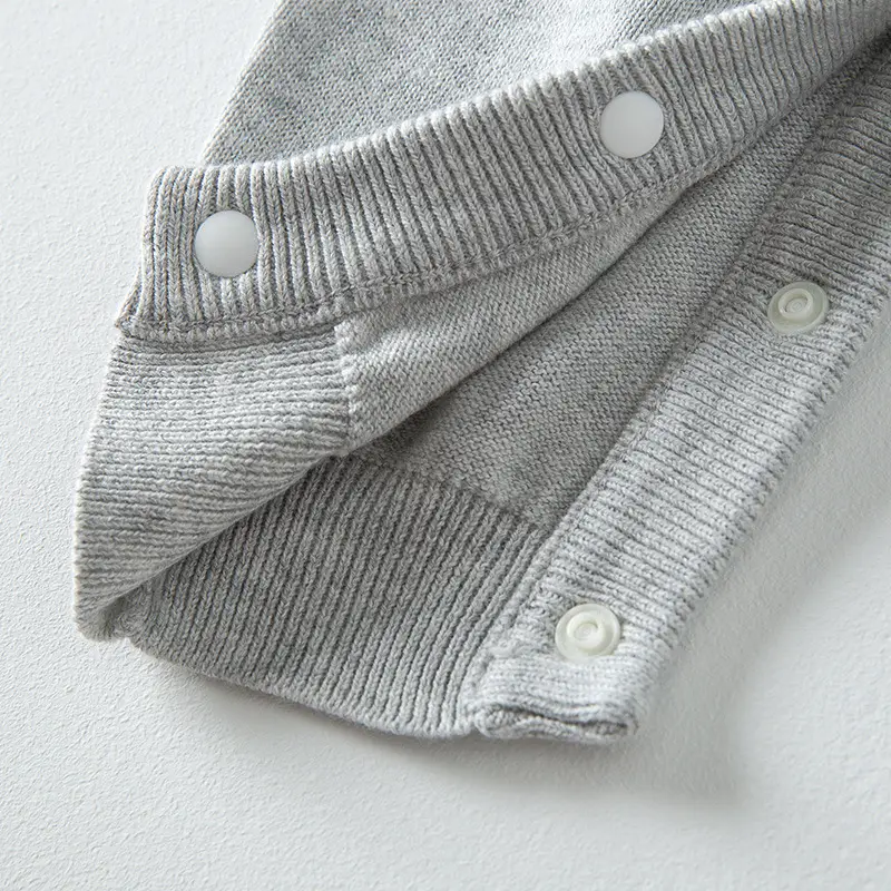 Baby Knitted Cotton Full Moon Suit Grey - Image 5