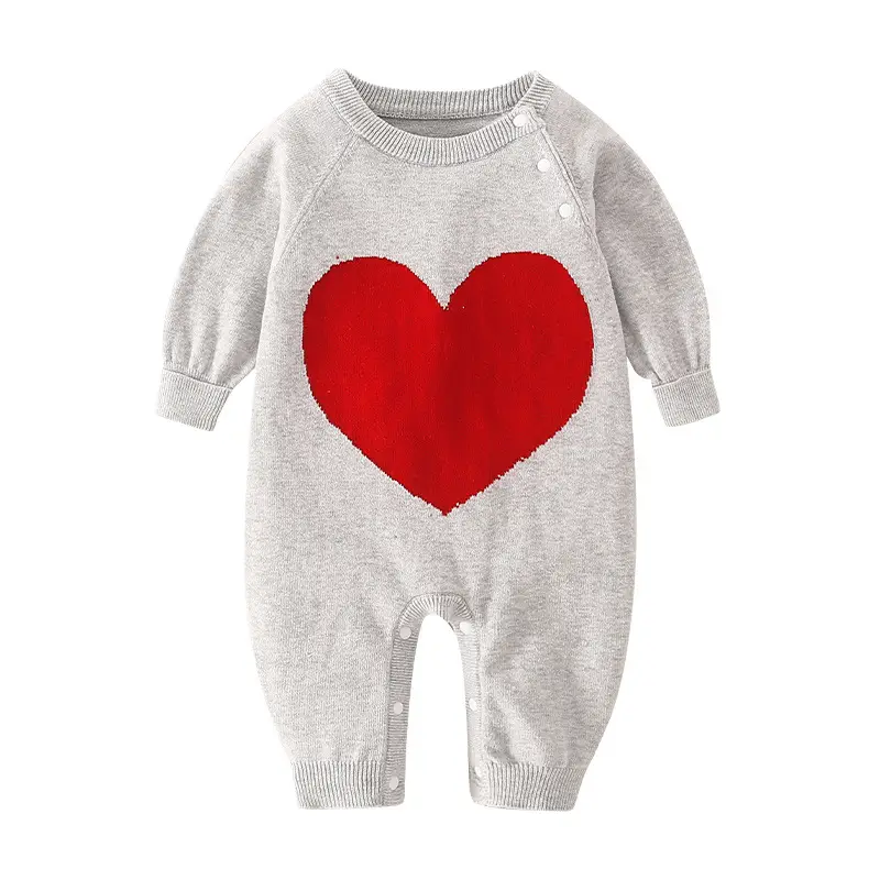 Baby Knitted Cotton Full Moon Suit Grey - Image 6