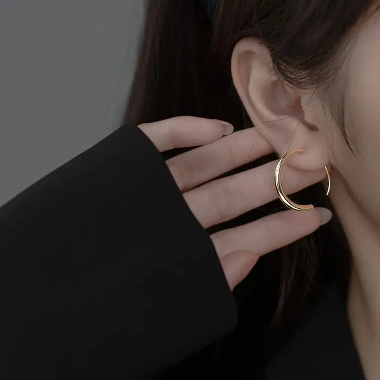 Glossy Silver Ring Earrings Japanese Korean Style - Image 4