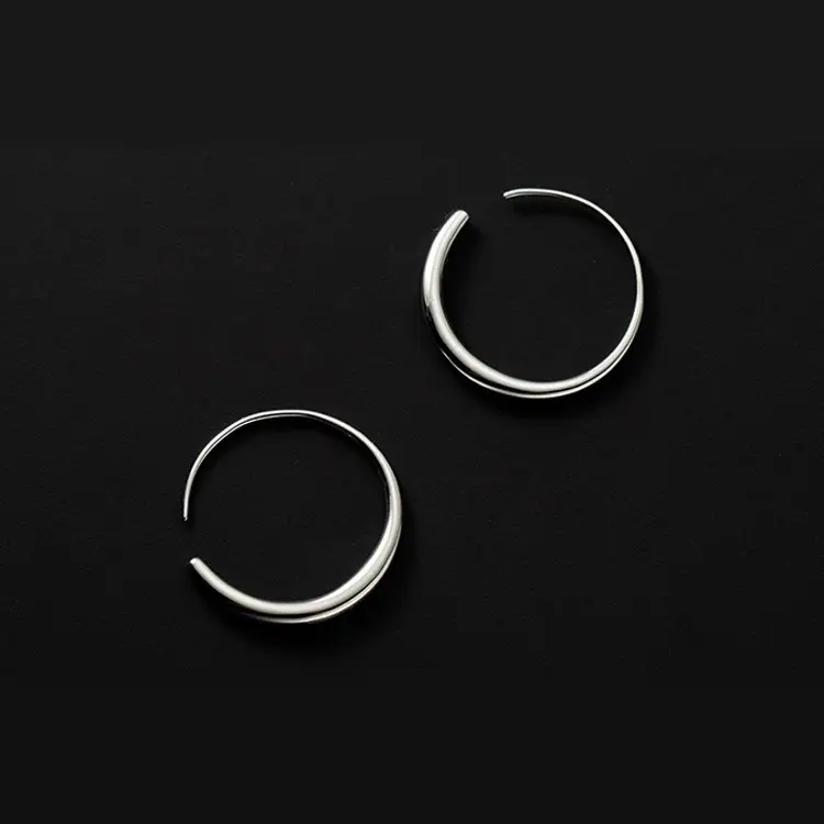 Glossy Silver Ring Earrings Japanese Korean Style - Image 5