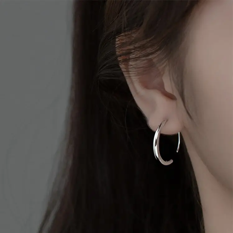 Glossy Silver Ring Earrings Japanese Korean Style - Image 6