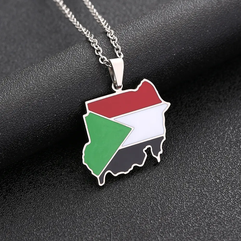 Stainless Steel Sudan Map Necklace for Men Women — feature 11