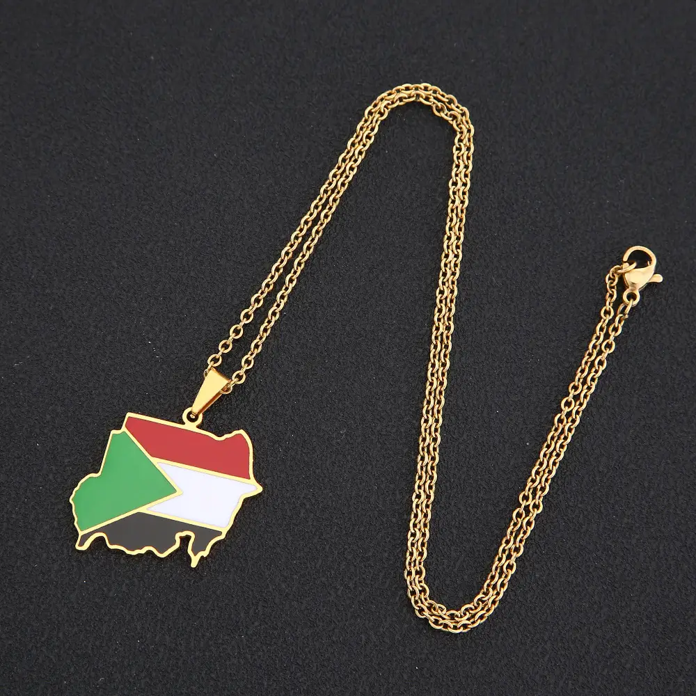 Stainless Steel Sudan Map Necklace for Men Women — feature 12