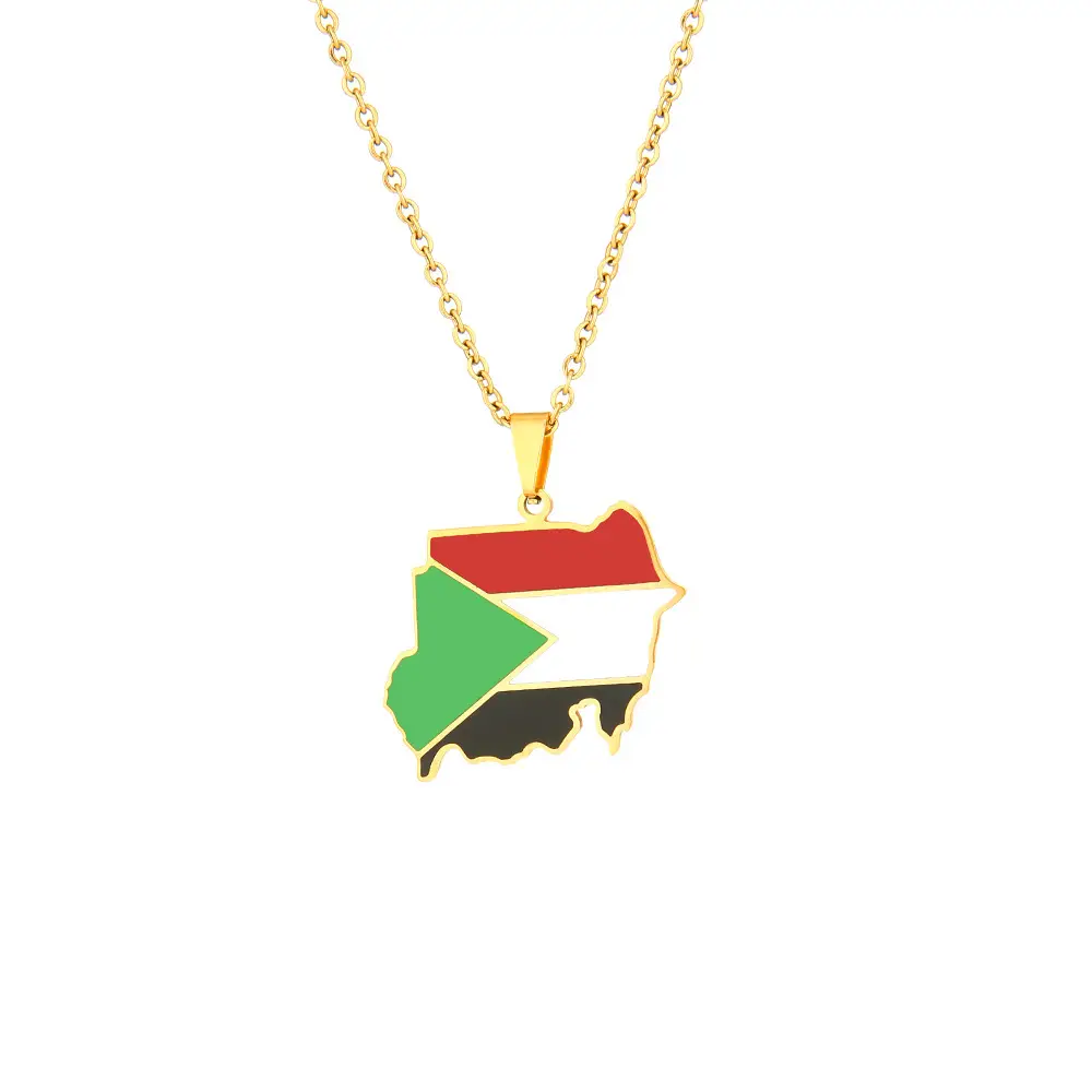 Stainless Steel Sudan Map Necklace for Men Women — feature 7