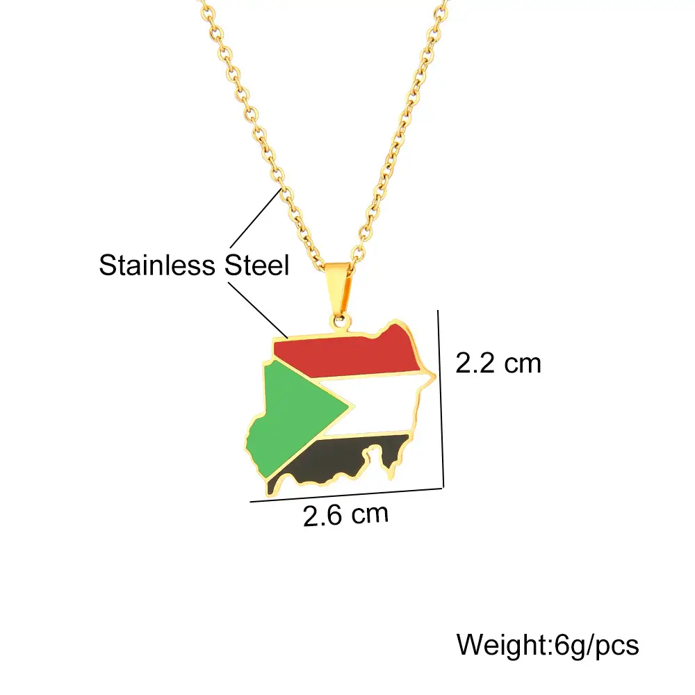 Stainless Steel Sudan Map Necklace for Men Women — feature 5
