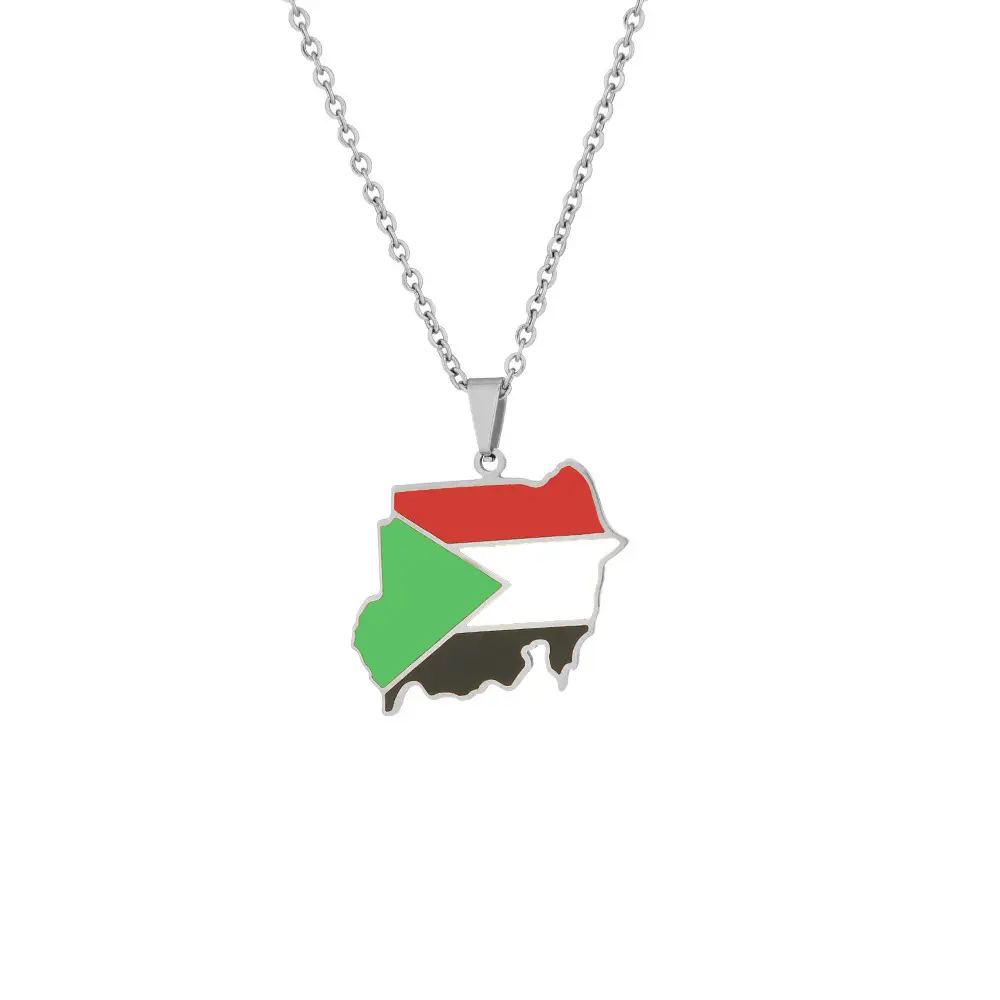 Stainless Steel Sudan Map Necklace for Men Women — feature 8