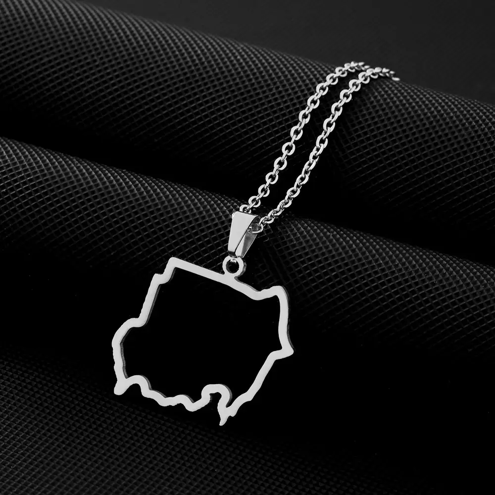 Stainless Steel Sudan Map Necklace for Men Women - Image 5
