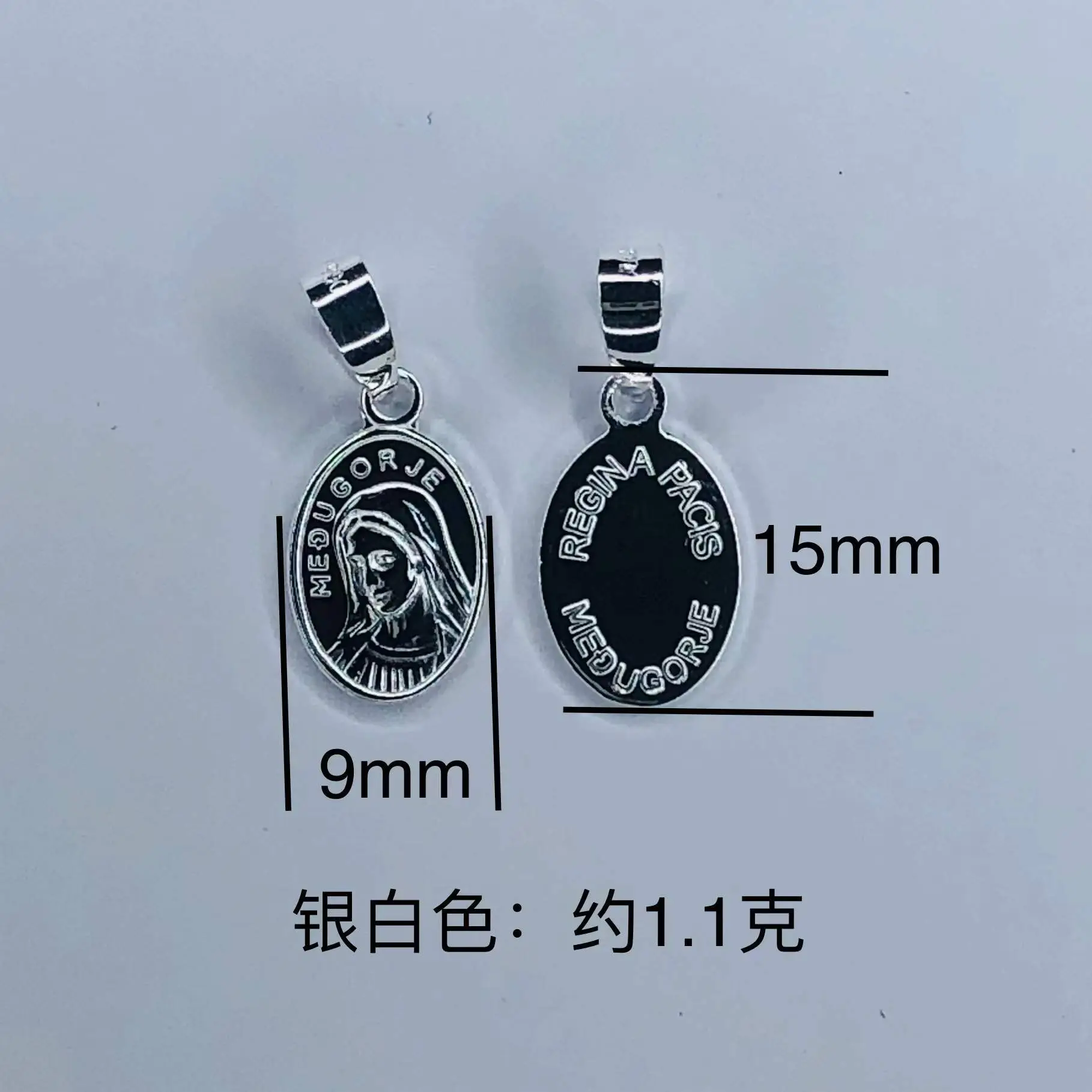 Round Heart-Shaped Oval Sterling Silver Pendant 9mm-15mm - Image 9
