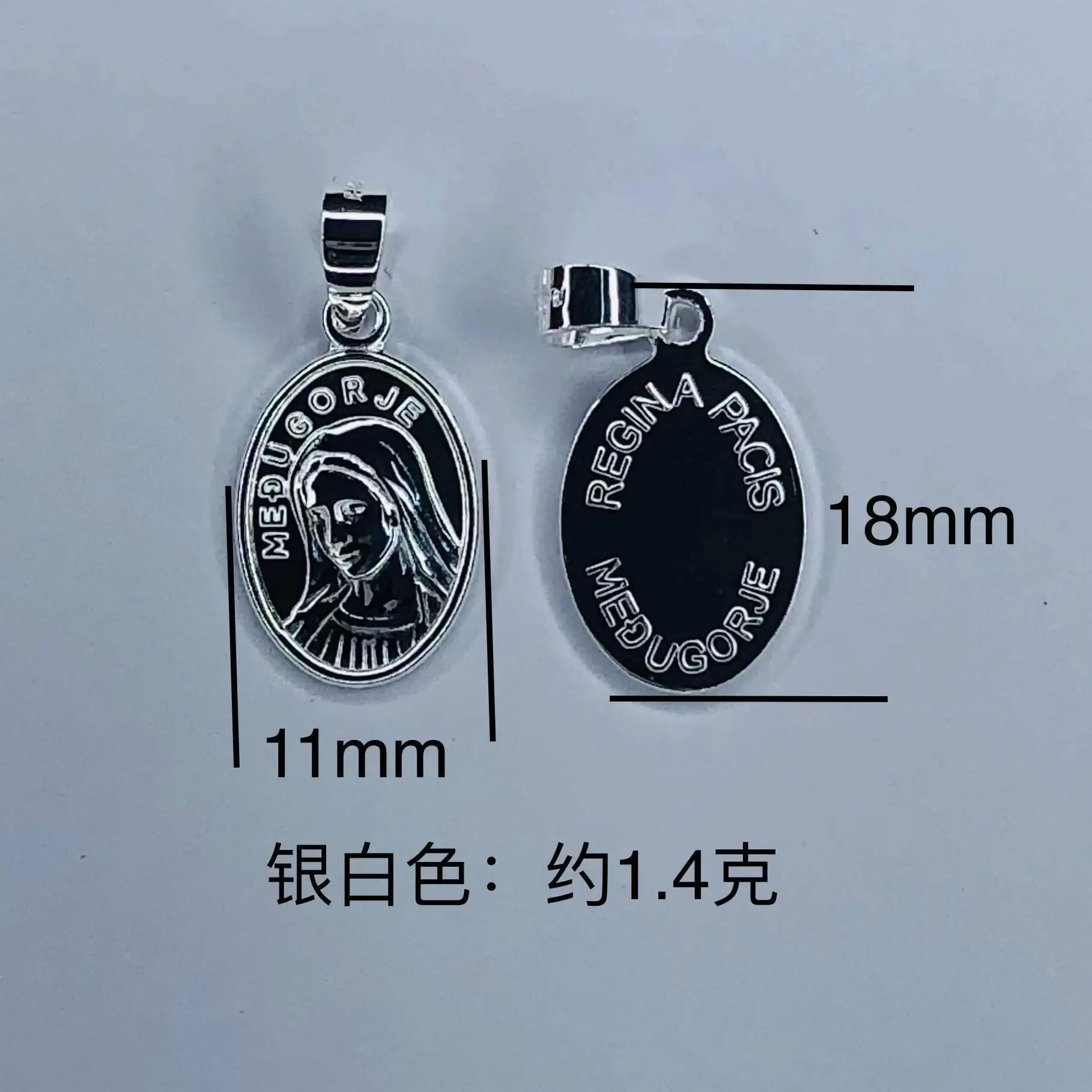 Round Heart-Shaped Oval Sterling Silver Pendant 9mm-15mm - Image 10