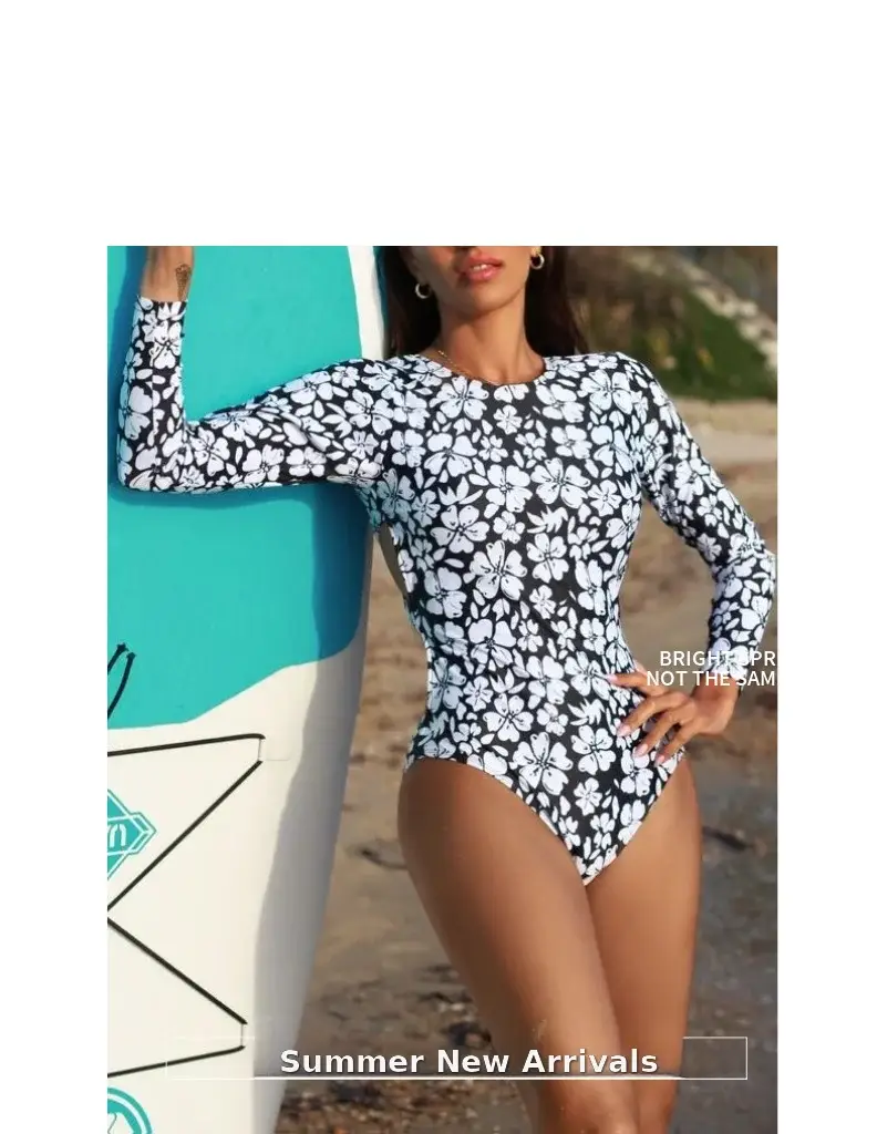 2024 Floral Long Sleeve Belly Covering Swimsuit — feature 1
