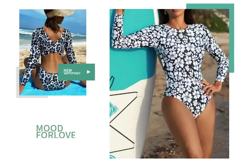 2024 Floral Long Sleeve Belly Covering Swimsuit — feature 4