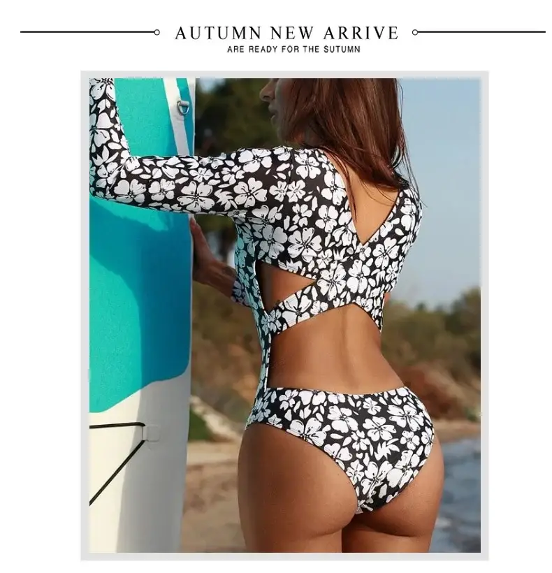 2024 Floral Long Sleeve Belly Covering Swimsuit — feature 7