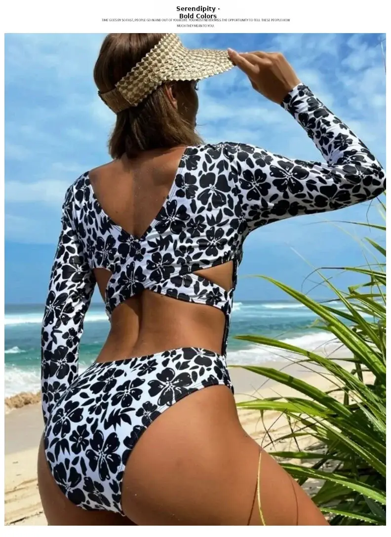 2024 Floral Long Sleeve Belly Covering Swimsuit — feature 8