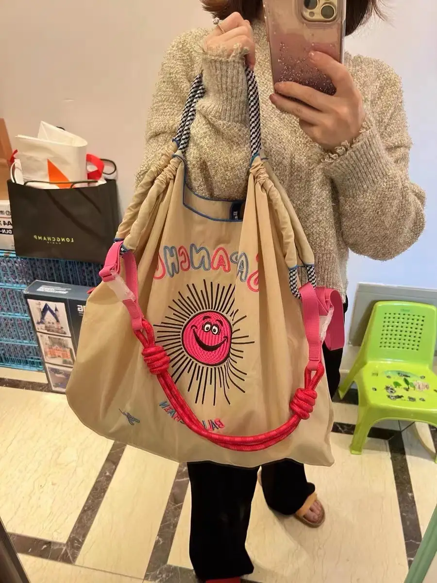 Women's Sunflower Embroidered Canvas Shopping Bag — feature 11