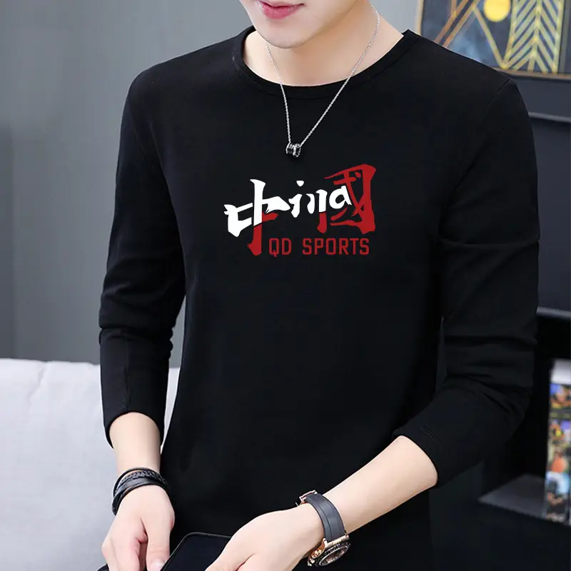 Men White Long Sleeve T-Shirt with "BELIEVE" Print