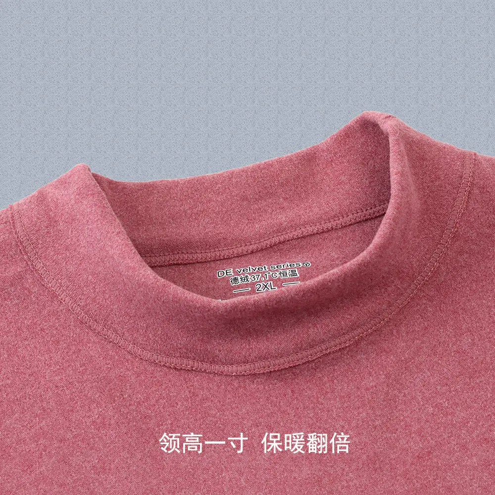 Middle-aged Elderly Thermal Underwear Semi-High Collar Purple - Image 27