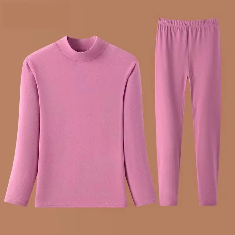 Middle-aged Elderly Thermal Underwear Semi-High Collar Purple - Image 12