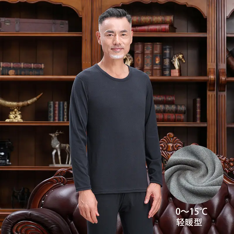 Middle-aged Elderly Thermal Underwear Semi-High Collar Purple - Image 13
