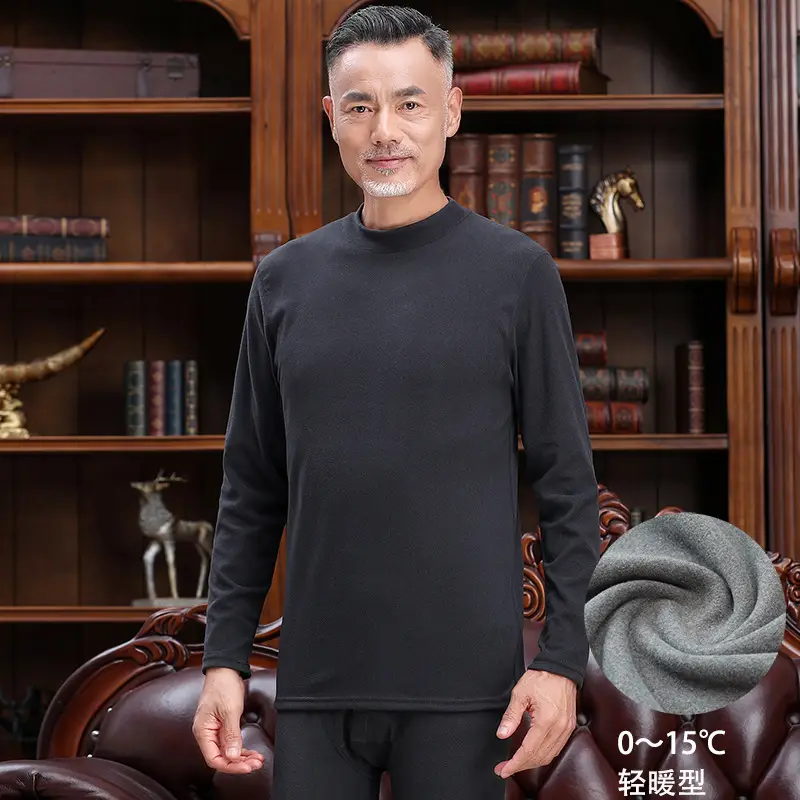 Middle-aged Elderly Thermal Underwear Semi-High Collar Purple - Image 14