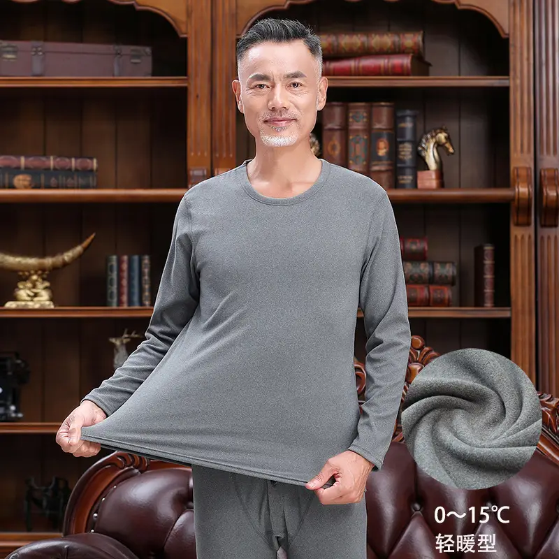 Middle-aged Elderly Thermal Underwear Semi-High Collar Purple - Image 15
