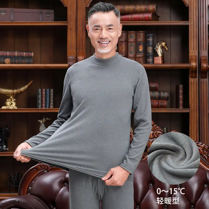 Middle-aged Elderly Thermal Underwear Semi-High Collar Purple - Image 16