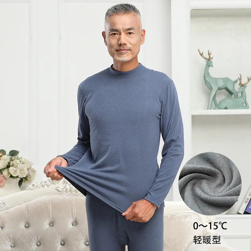 Middle-aged Elderly Thermal Underwear Semi-High Collar Purple - Image 18
