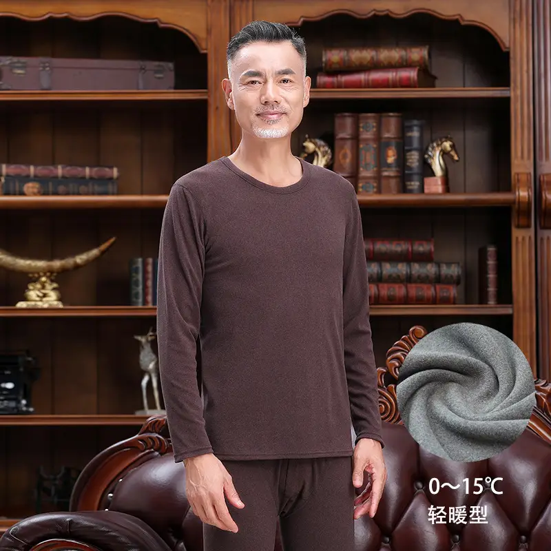 Middle-aged Elderly Thermal Underwear Semi-High Collar Purple - Image 19