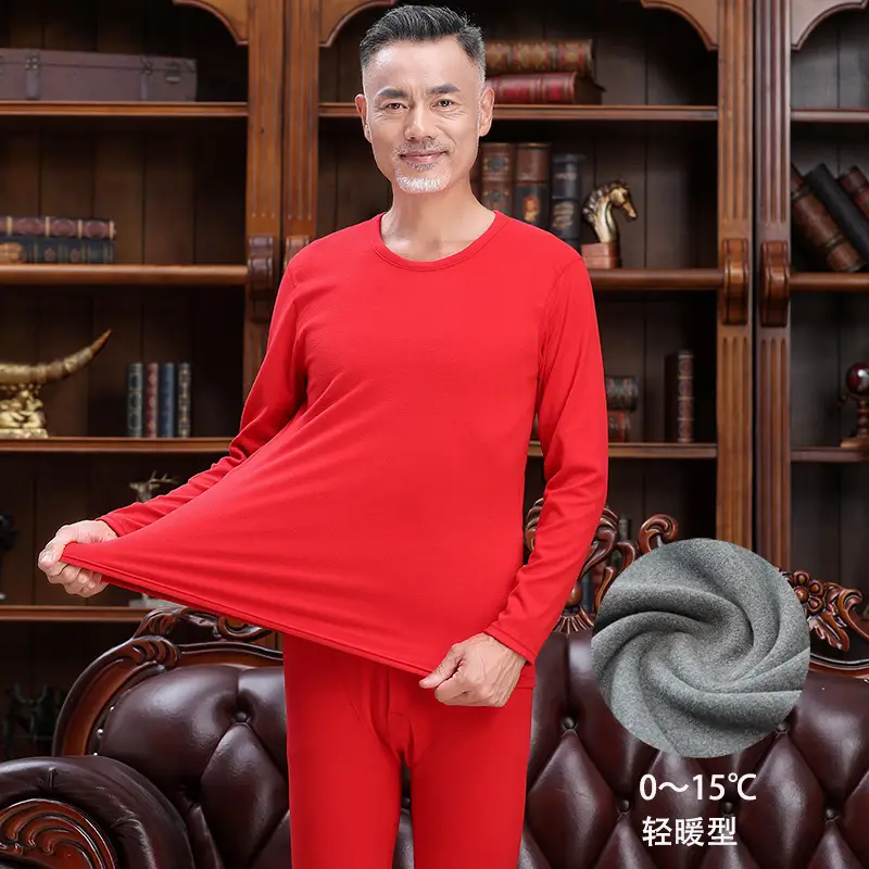 Middle-aged Elderly Thermal Underwear Semi-High Collar Purple - Image 21