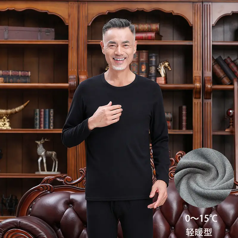 Middle-aged Elderly Thermal Underwear Semi-High Collar Purple - Image 23