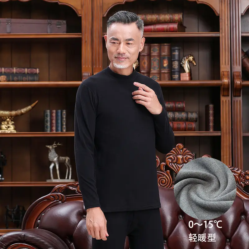 Middle-aged Elderly Thermal Underwear Semi-High Collar Purple - Image 24