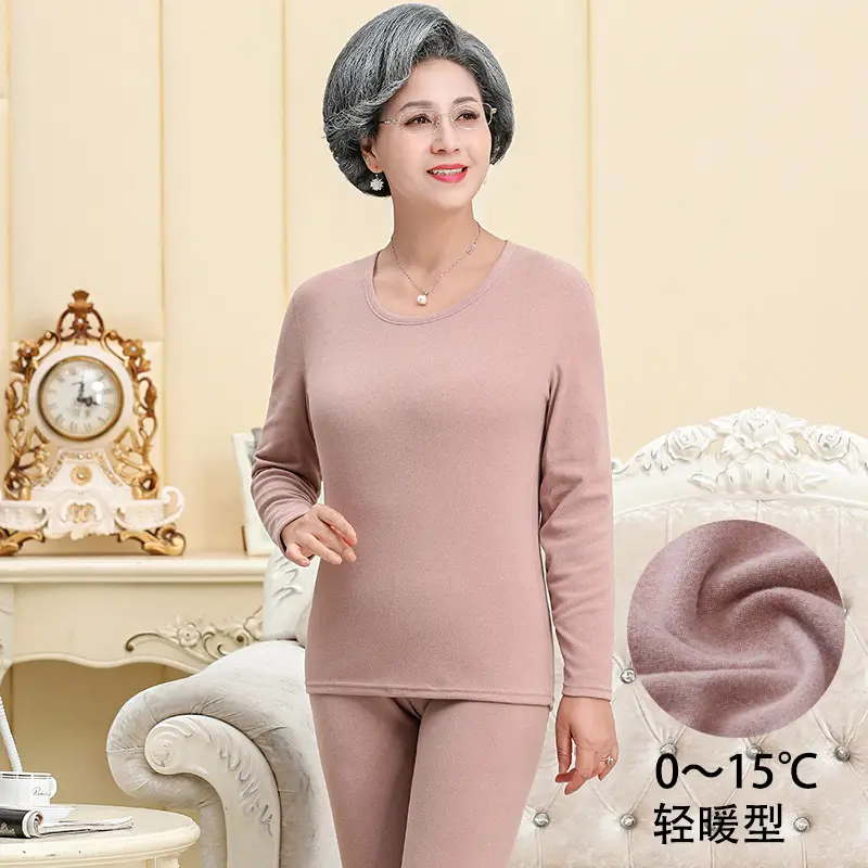 Middle-aged Elderly Thermal Underwear Semi-High Collar Purple - Image 5