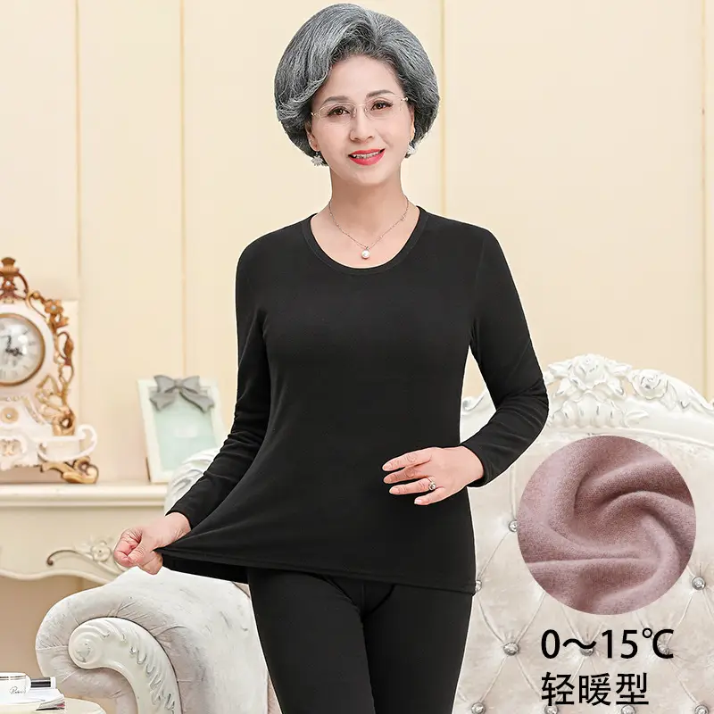 Middle-aged Elderly Thermal Underwear Semi-High Collar Purple - Image 9