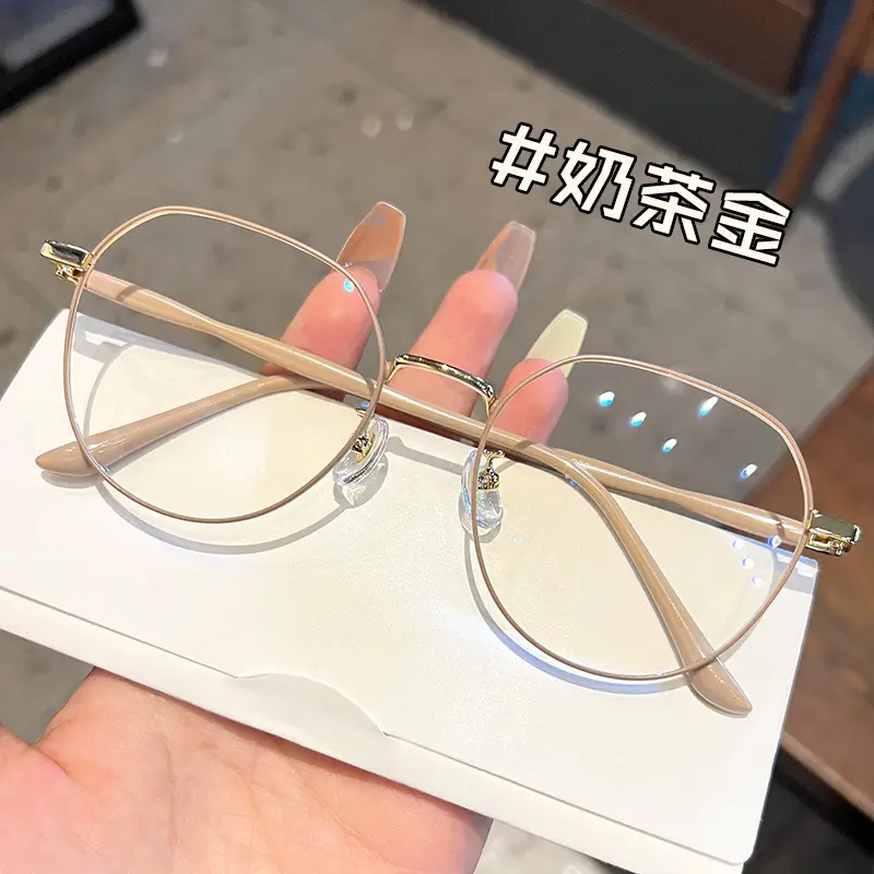 Korean Version Plain Net Red Polygon Glasses for Men Women - Image 2