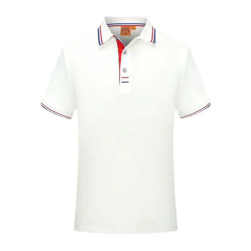 Men Collared Screen Print Polo Shirt Navy Blue - Image 11