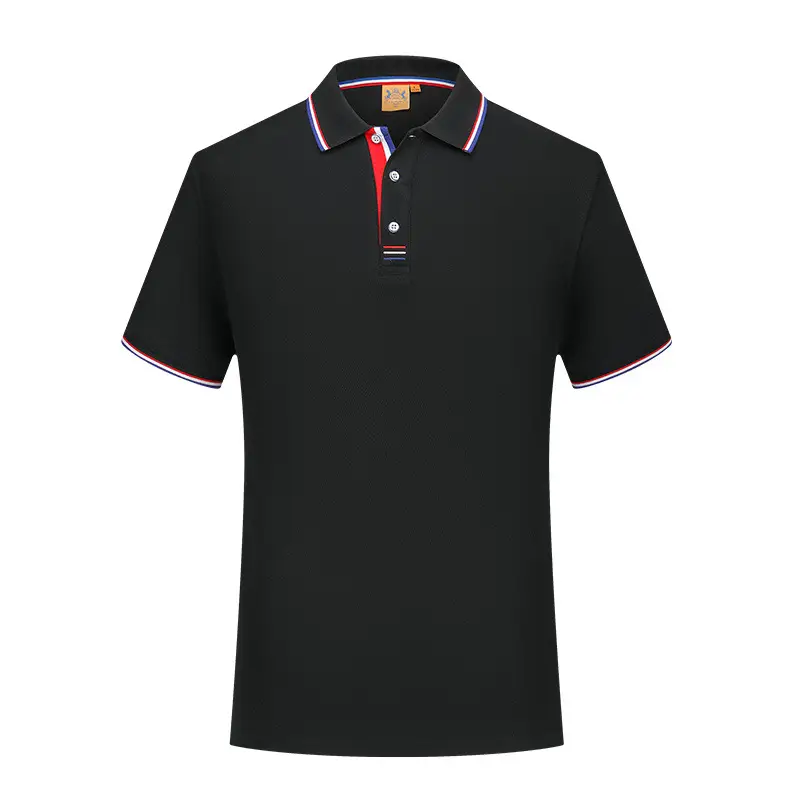 Men Collared Screen Print Polo Shirt Navy Blue - Image 2