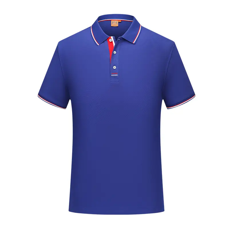 Men Collared Screen Print Polo Shirt Navy Blue - Image 7