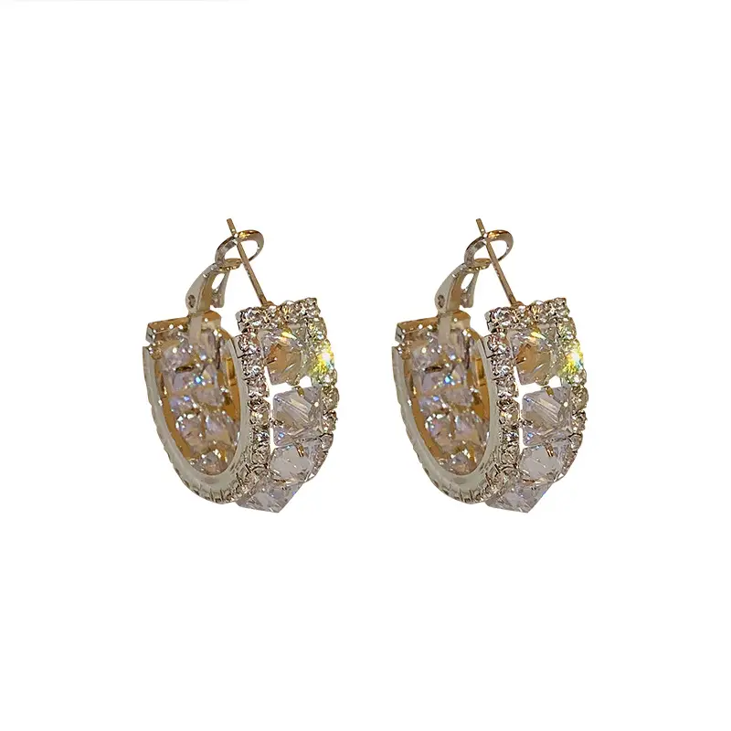 Silver C-Neadled Diamond Zircon Earrings Light Luxury - Image 30