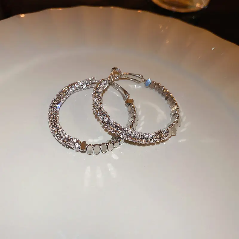 Silver C-Neadled Diamond Zircon Earrings Light Luxury - Image 21