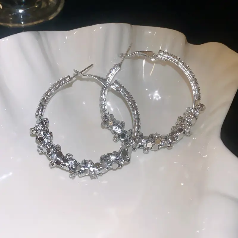 Silver C-Neadled Diamond Zircon Earrings Light Luxury - Image 25