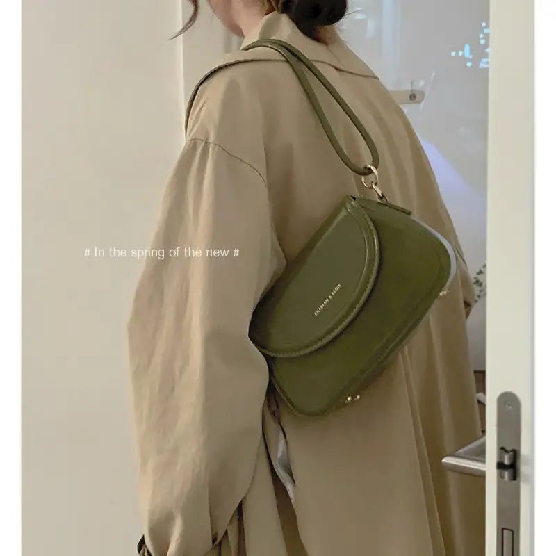 Green Retro Square Shoulder Bag for Women