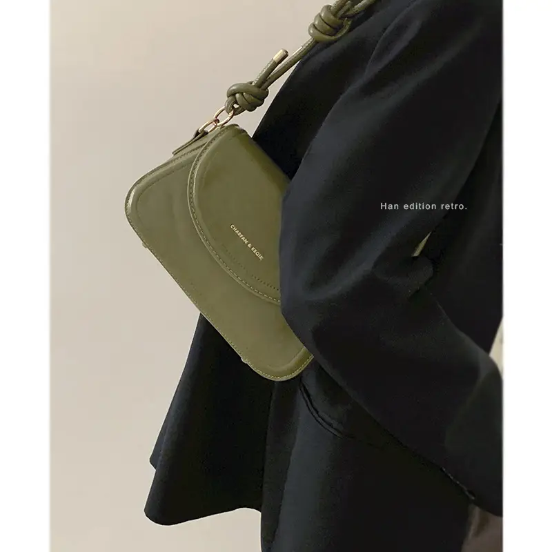 Green Retro Square Shoulder Bag for Women