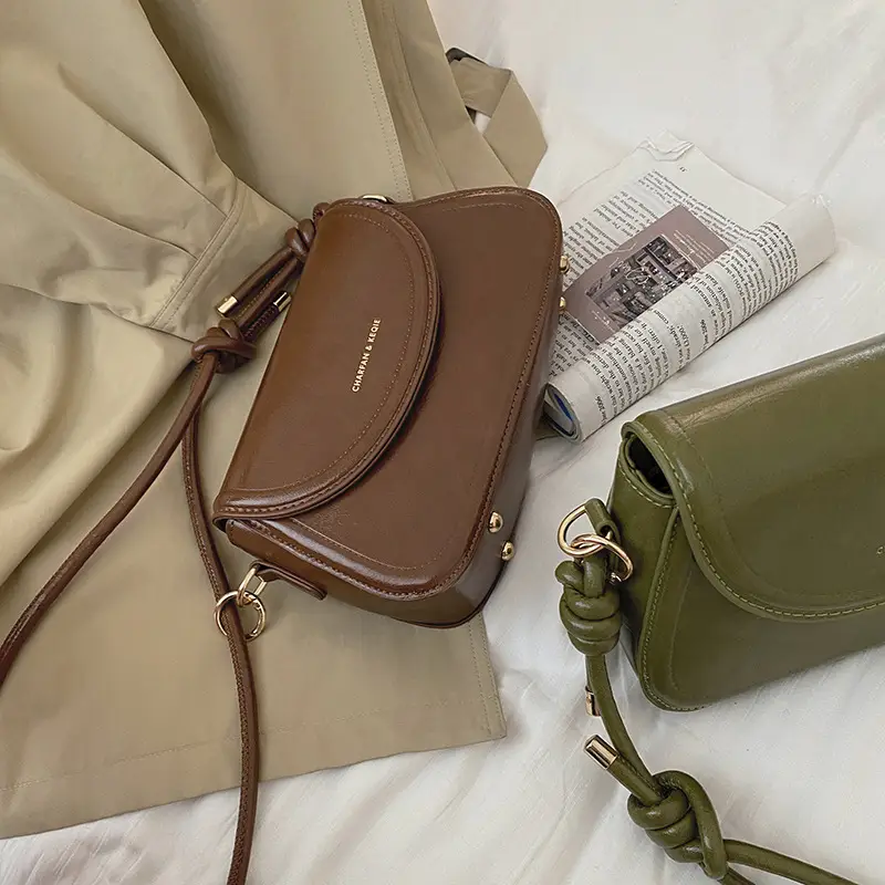 Green Retro Square Shoulder Bag for Women