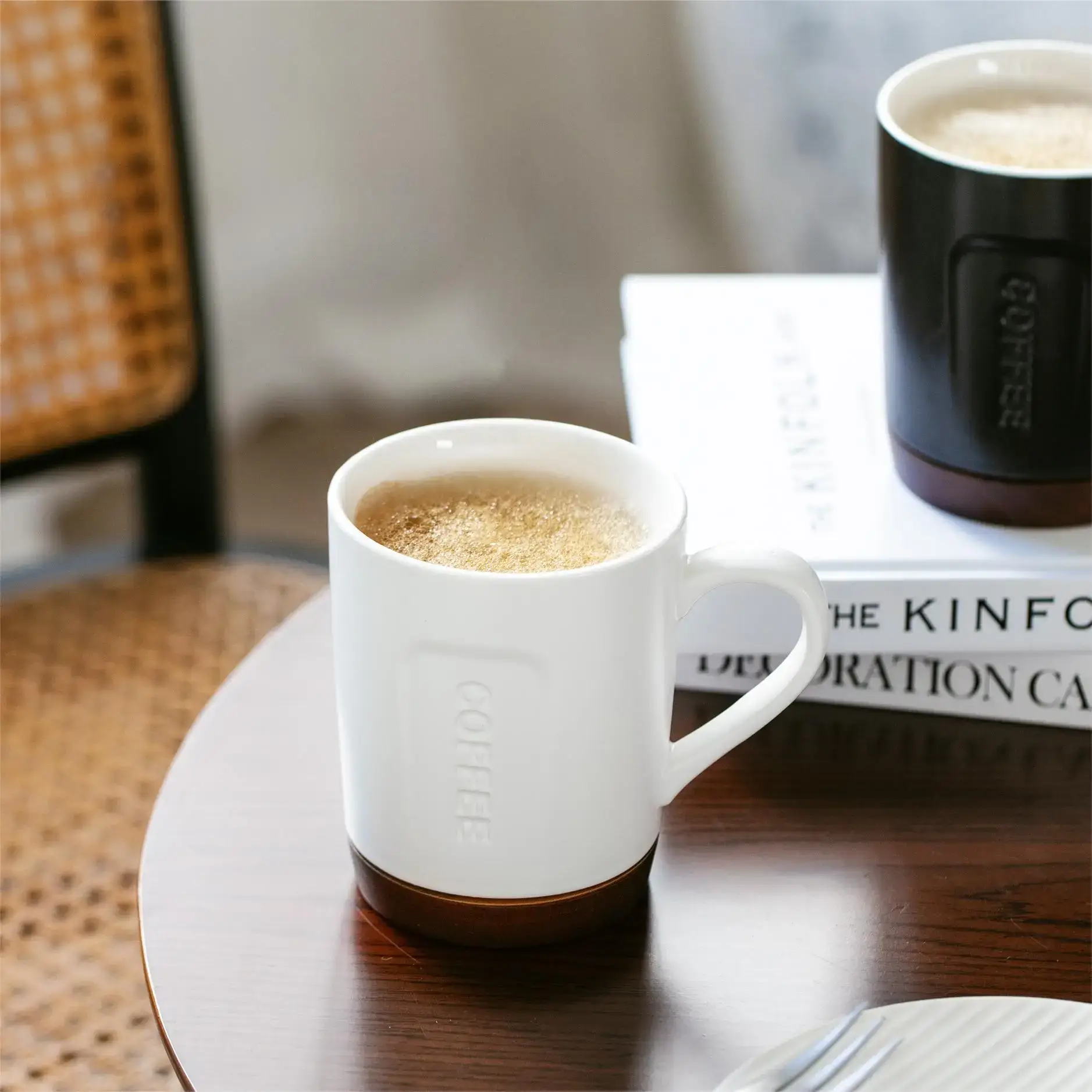 Modern Ceramic Coffee Cup with Wooden Base — feature 5