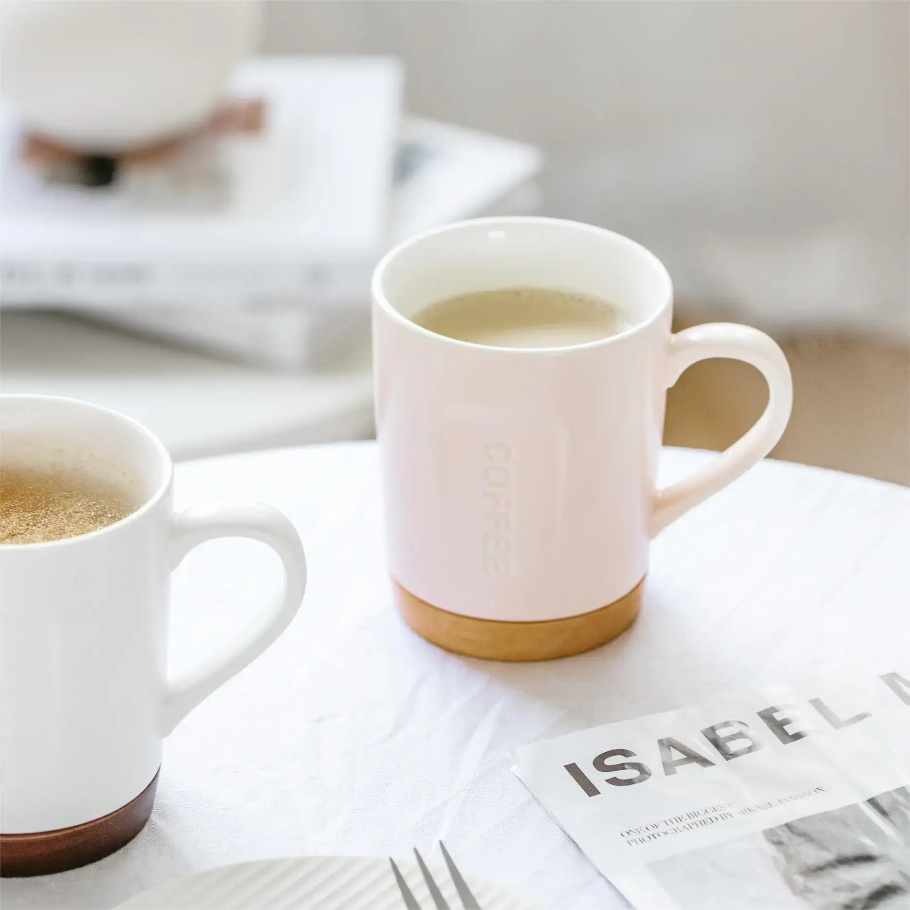 Modern Ceramic Coffee Cup with Wooden Base — feature 9