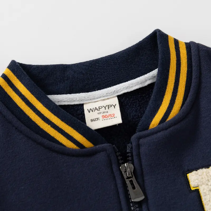 Kids Navy Thick Zipper Coat Boys Korean Winter Wear - Image 3