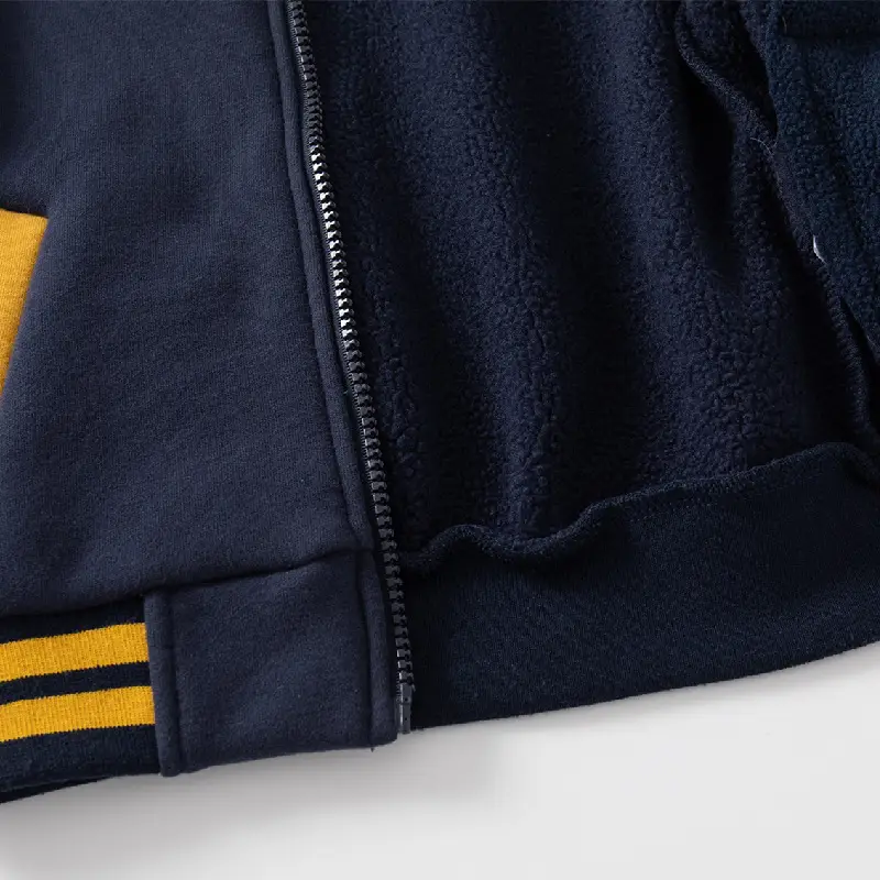Kids Navy Thick Zipper Coat Boys Korean Winter Wear - Image 4