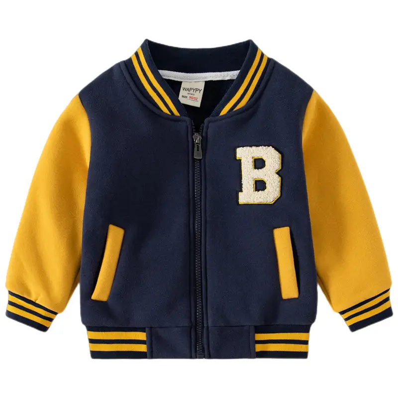 Kids Navy Thick Zipper Coat Boys Korean Winter Wear - Image 5