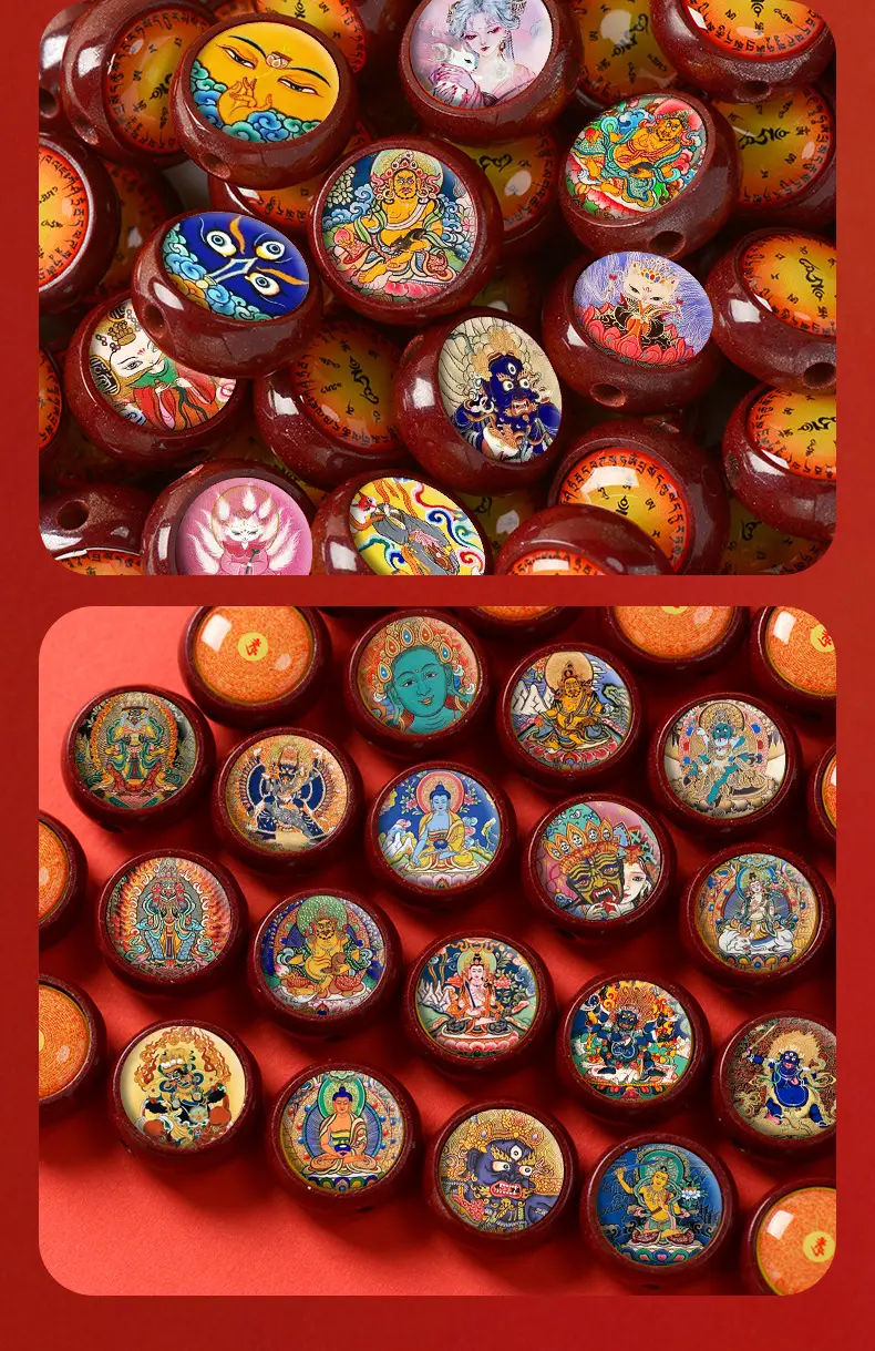 Cinnabar Thangka Pendant Bracelet for Girls Customizable Design — feature 10